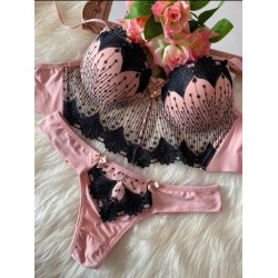 Conjunto Cropped Glamour Rosa C/Preto Chuvisco Conjunto Cropped Glamour Rosa C/Preto Chuvisco