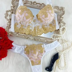 Conjunto Cropped Luxo Império Branco C/ Dourado Conjunto Cropped Luxo Império Branco C/ Dourado