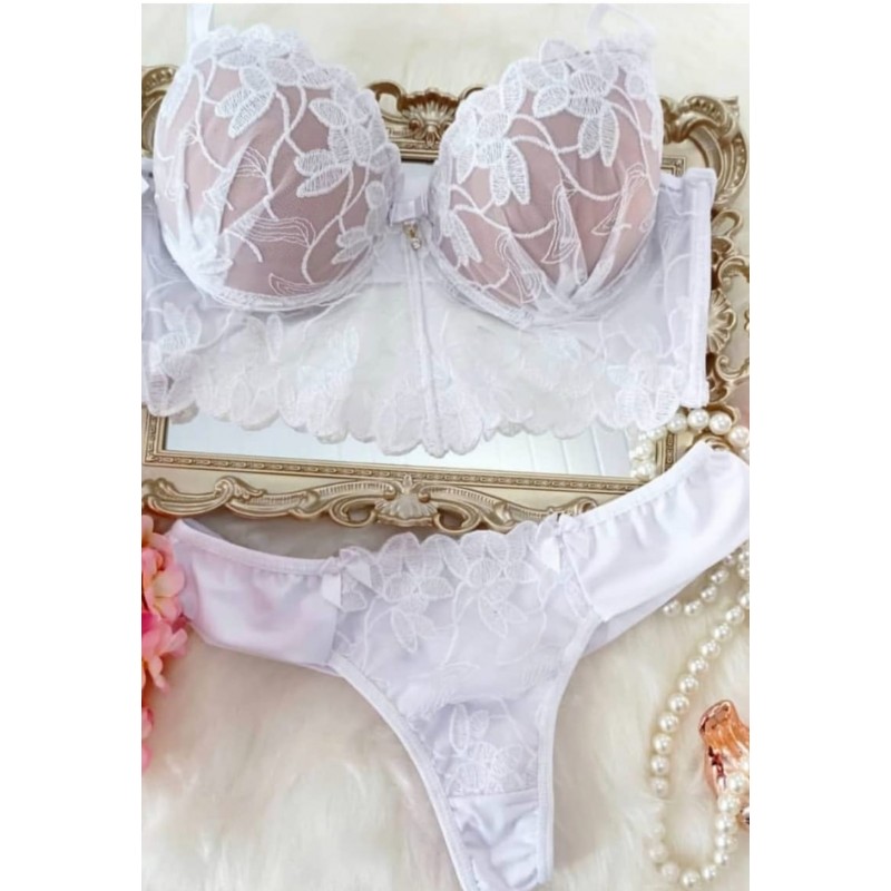 Conjunto Cropped Luxo Império Branco Conjunto Cropped Luxo Império Branco