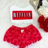 Pijama Virginia Netflix Vermelho e Branco
