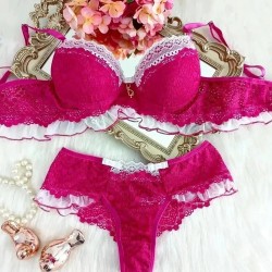 Conjunto Penelope Babado Império Rosa c/Branco