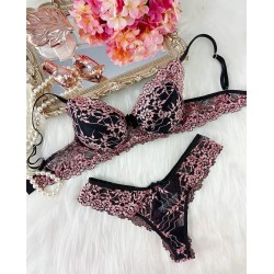 Conjunto Bicolor Império Preto com Rosa Conjunto Bicolor Império Preto com Rosa