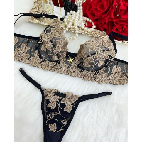 Conjunto Diva Império Preto com Dourado Conjunto Diva Império Preto com Dourado