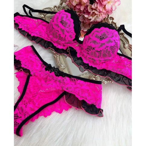 Conjunto Penélope Pink c/ Preto-Neon Conjunto Penélope Pink c/ Preto-Neon