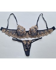 Conjunto Diva Império Preto com Dourado