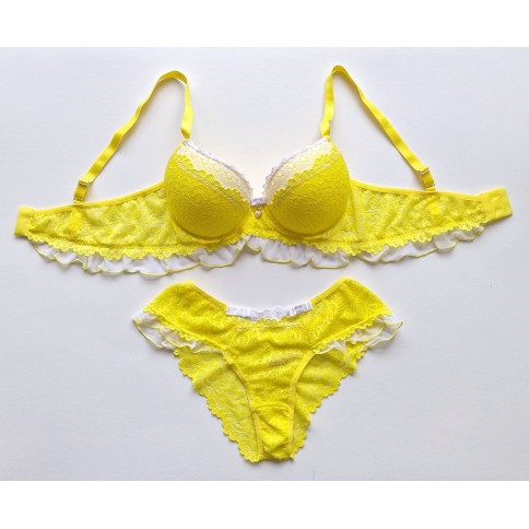 Conjunto Penélope Amarelo com Branco Conjunto Penélope Amarelo com Branco