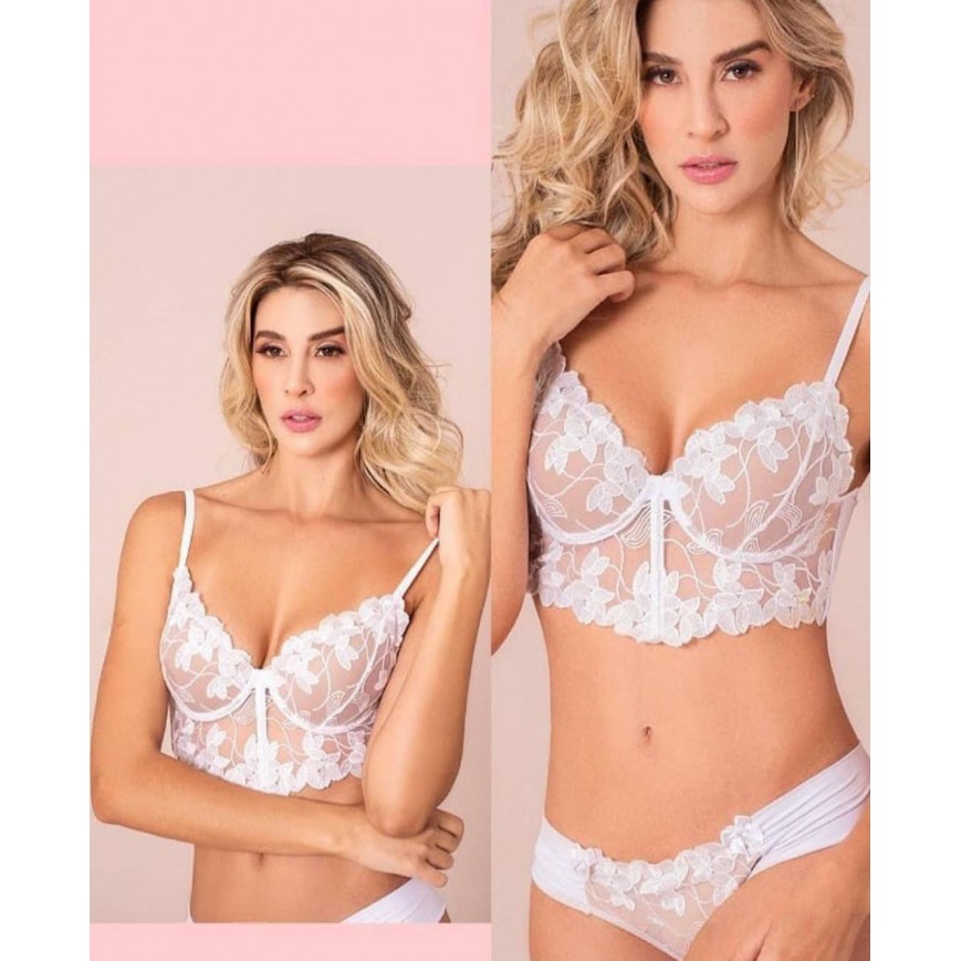 Conjunto Cropped Luxo Império Branco Conjunto Cropped Luxo Império Branco