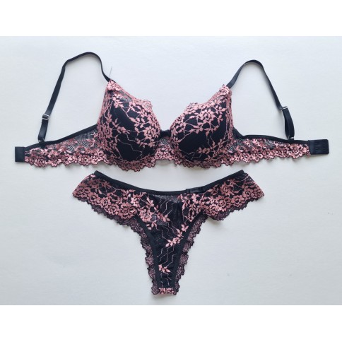 Conjunto Bicolor Império Preto com Rosa Conjunto Bicolor Império Preto com Rosa