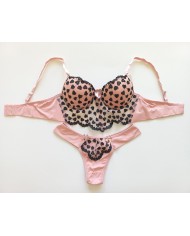 Conjunto Cropped Glamour Coração Rosa C/Preto