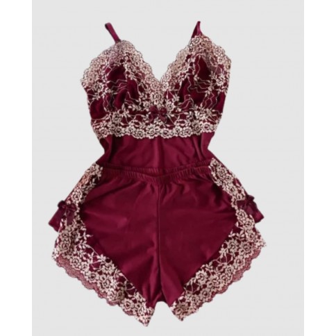 Baby Doll Luxo Francesa Bordeaux Baby Doll Luxo Francesa Bordeaux