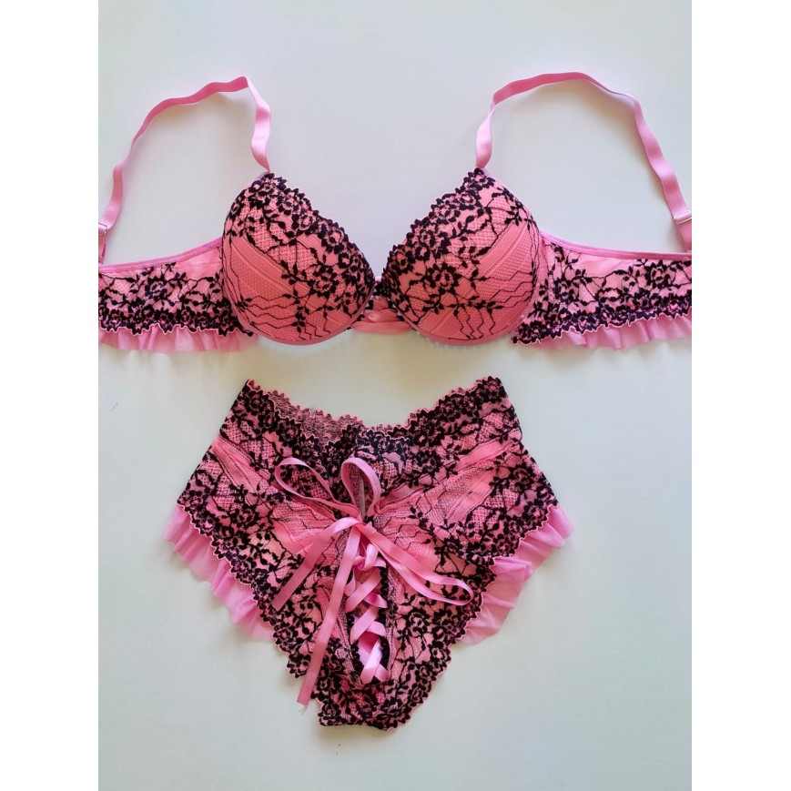 Conjunto Lacradora Império Rosa c/ Preto
