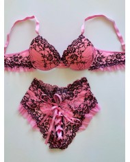 Conjunto Lacradora Império Rosa c/ Preto