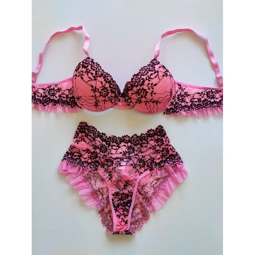 Conjunto Lacradora Império Rosa c/ Preto