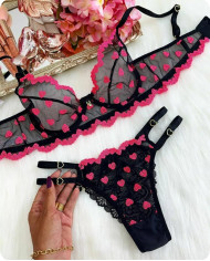 Conjunto Love Império Preto C/Pink Neon