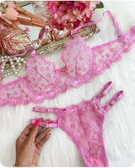 Conjunto Love Império Preto C/Pink Neon