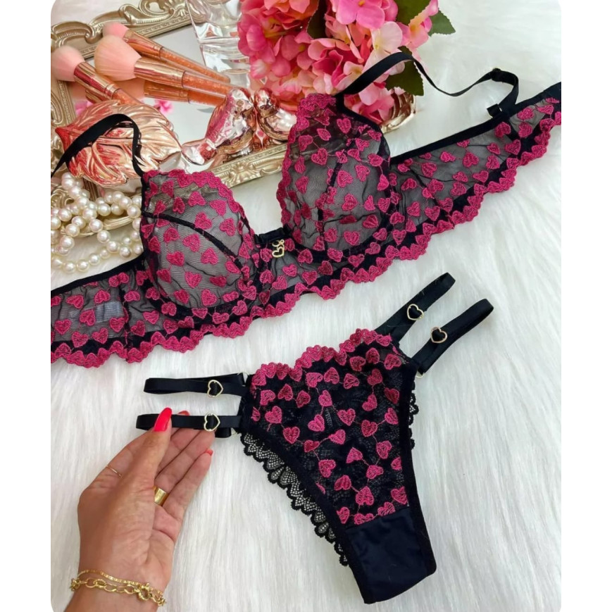 Conjunto Love Império Preto C/ Roxo