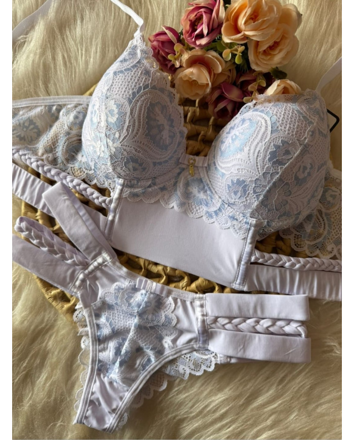 Conjunto Rapunzel Branco C/Azul Claro