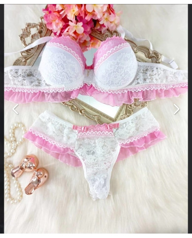 Conjunto Penélope  Branco com Rosa