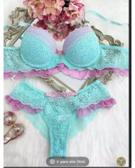 Conjunto Penélope  Verde com Rosa