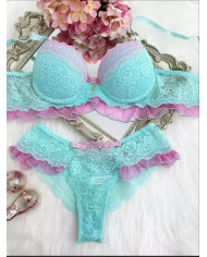 Conjunto Penélope  Branco com Rosa