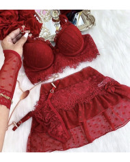 Lingerie Romance C/Saia Vermelho